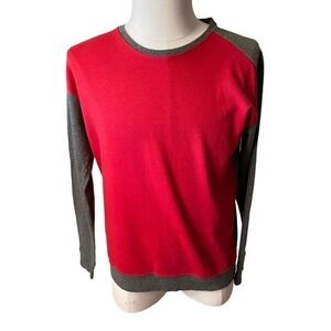 COS Men’s Colorblock Sweatshirt Red Gray Pullover Size Medium
